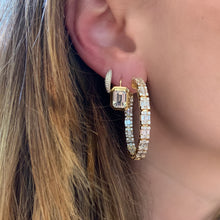 Manhattan Emerald Cut with Gold Frame on Wire Drop Earrings
