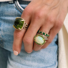 One of A Kind Rock N Roll Pyramid Peridot Ring with Diamond Setting