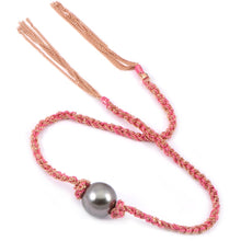 Tahitian Pearl Braided Chain and Silk Wrap Bracelet