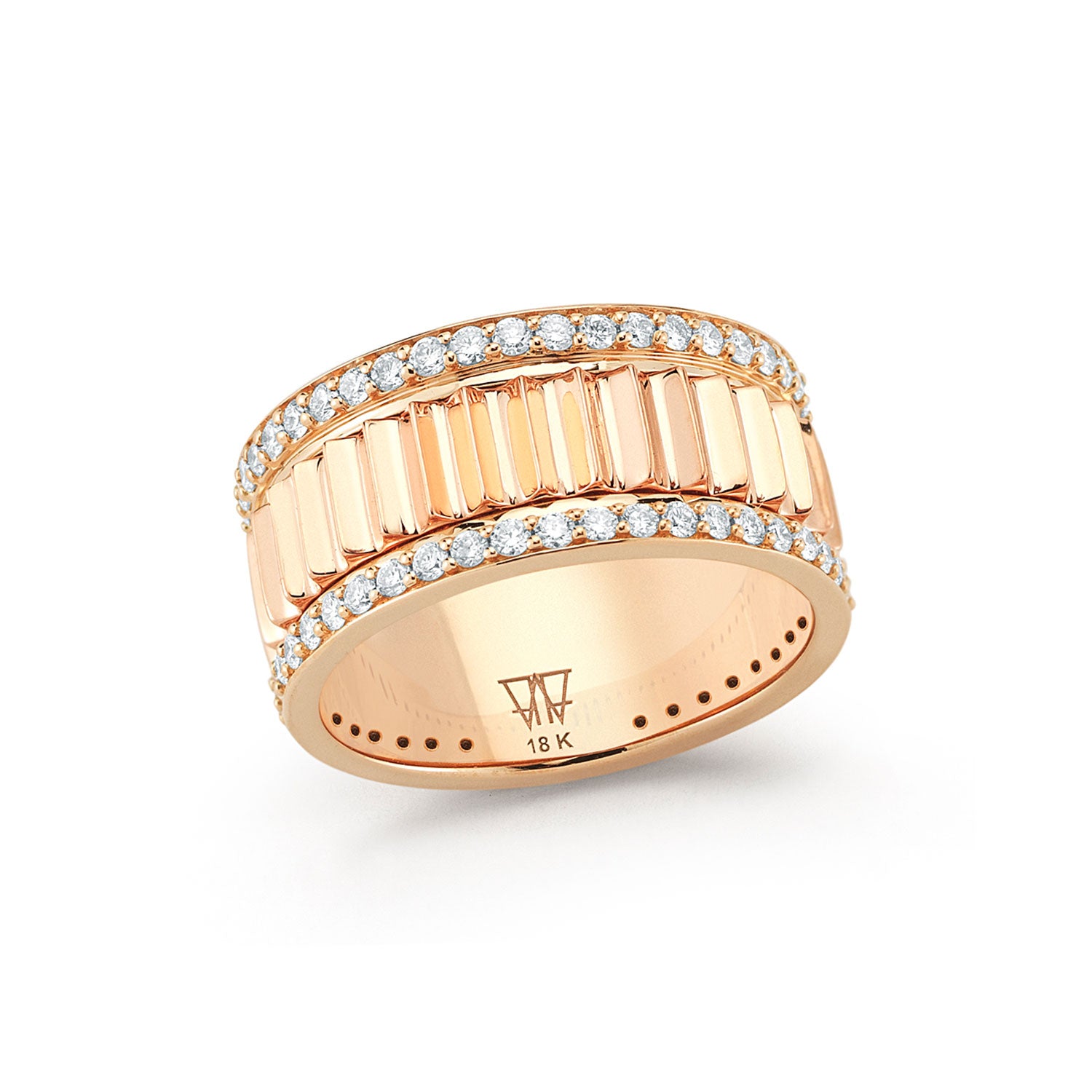 Clive 18k Rose Gold 10mm Fluted Band