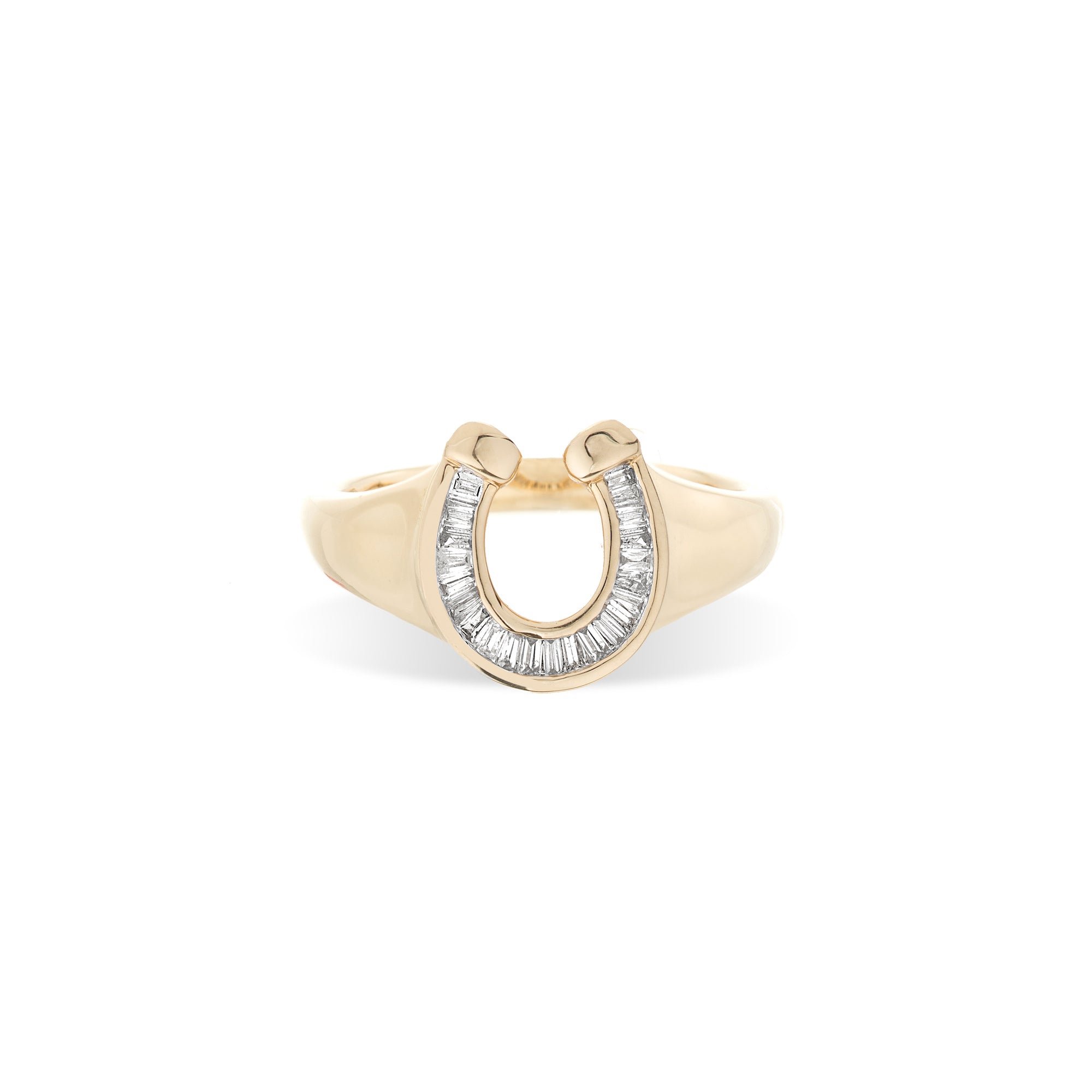 Baguette Diamond Horseshoe Signet Ring