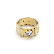 Radiant I Heart U Band Ring with Faceted Topaz Heart