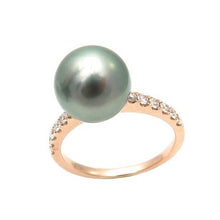 Tahitian or Australian Pearl on Diamond Band Stacking Ring