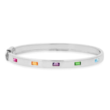 Multi Colored Rainbow Five Baguette Bangle