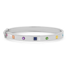 Multi Colored Princess Cut and Round Rainbow Bangle