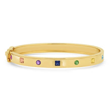 Multi Colored Princess Cut and Round Rainbow Bangle