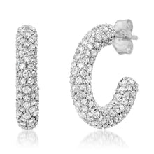 Mini White Diamond Party Hoop Earrings