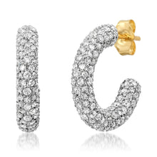 Mini White Diamond Party Hoop Earrings