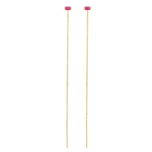 Gemstone Baguette Threader Earrings