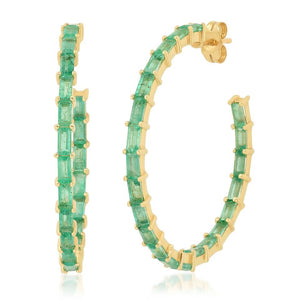 eriness emerald baguette hoop earrings