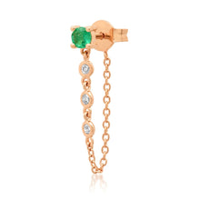 Single Semi-Precious Stone with Diamond Chain Wrap Stud Earring