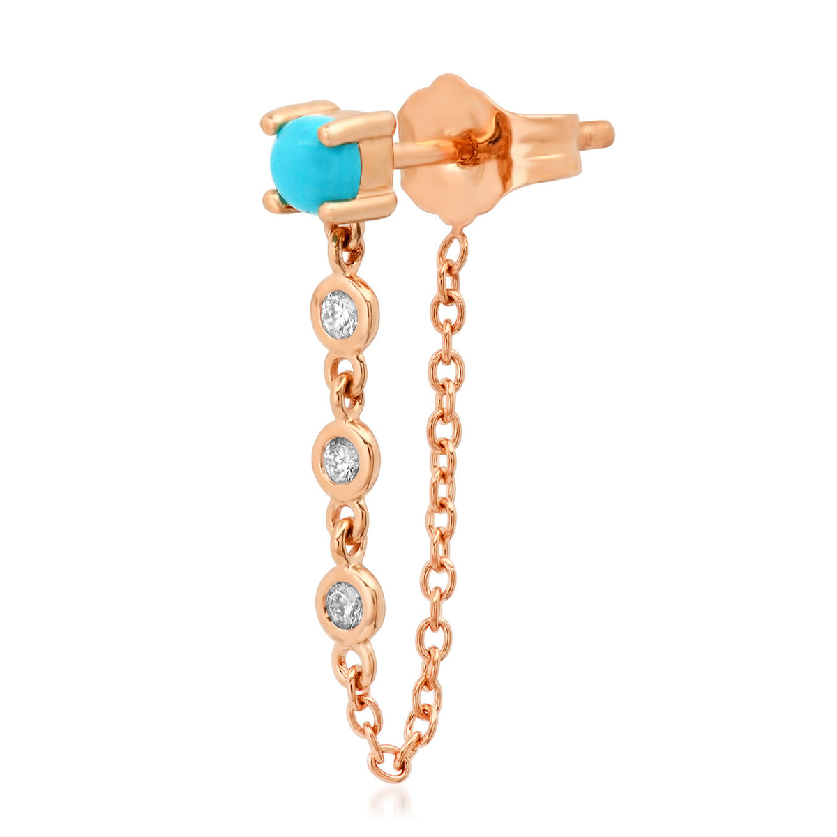 Single Turquoise Stud with Diamond Chain Wrap Earrings – Milestones by  Ashleigh Bergman