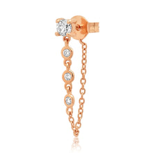 Single Diamond Stone Stud with Diamond Chain Wrap Stud Earring