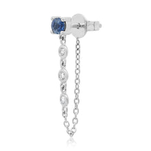 Single Semi-Precious Stone with Diamond Chain Wrap Stud Earring