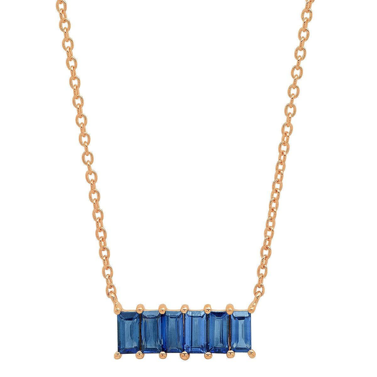 Semiprecious Gemstone Baguette Staple Necklace