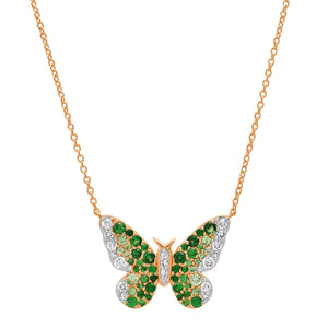 Semi Precious Ombre' and Diamond Butterfly Necklace