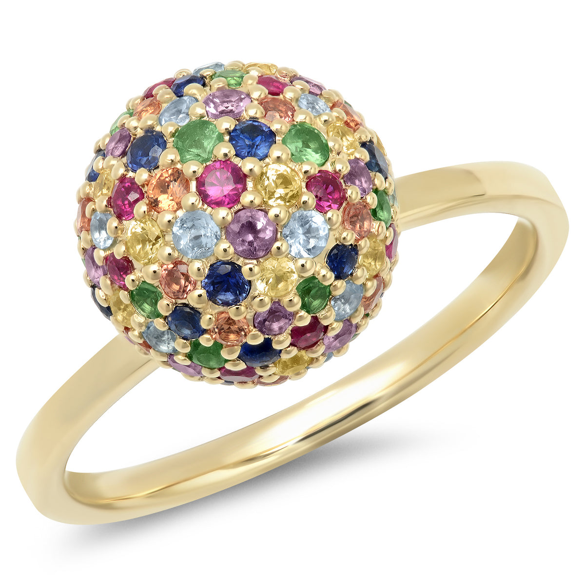 Mixed Gemstone Disco Ball Ring Sz 7 / 14K Yellow Gold | Eriness