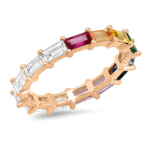 Rainbow and Diamond Baguette Ring