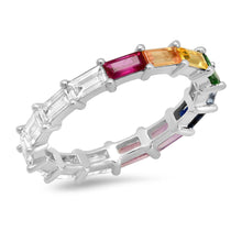 Rainbow and Diamond Baguette Ring