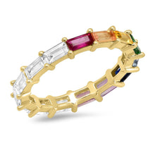 Rainbow and Diamond Baguette Ring