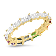 Rainbow and Diamond Baguette Ring