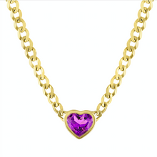The Cooper Faceted Heart on Cuban Link Chain Necklace