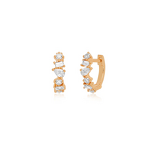 Multi Faceted Mini Diamond Huggie Hoop Earrings