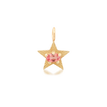 Small Fluted Star Charm with Oval Peach Sapphire