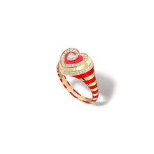 Utama Enamel & Diamond Heart Signet Ring