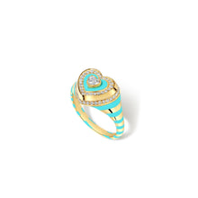 Utama Enamel & Diamond Heart Signet Ring