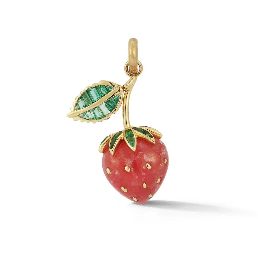 Emerald & Rhodochrosite Sweet Strawberry Charm