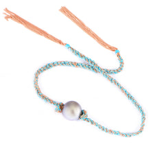 Tahitian Pearl Braided Chain and Silk Wrap Bracelet