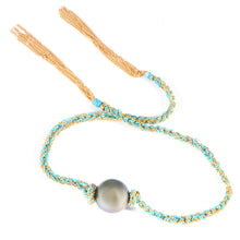 Tahitian Pearl Braided Chain and Silk Wrap Bracelet