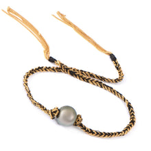 Tahitian Pearl Braided Chain and Silk Wrap Bracelet