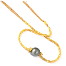 Tahitian Pearl Braided Chain and Silk Wrap Bracelet