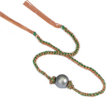 Tahitian Pearl Braided Chain and Silk Wrap Bracelet