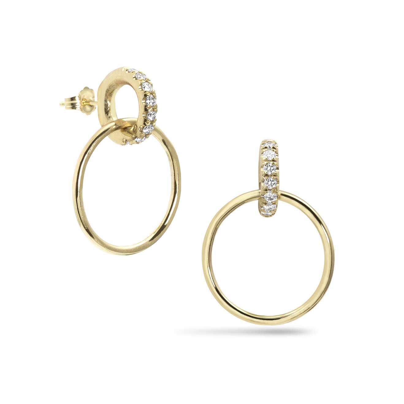Petite Vita Pave Diamond Hoop Stud Earrings