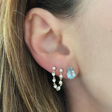 Single Diamond Drape Double Pierce Stud