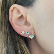 Turquoise & Diamond Evil Eye Huggie Hoop Earring