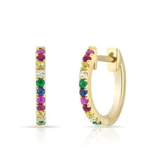 Rainbow Sapphire Huggie Hoop Earrings