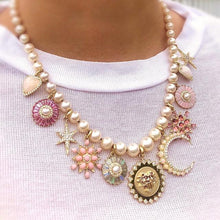 Semiprecious Stone with Pearl & Diamond Emily Pendant Charm