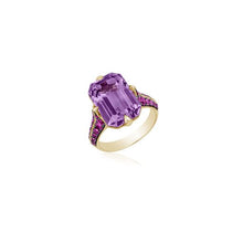 Rain Forest Emerald Cut Amethyst & Pink Sapphire Ring