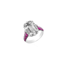 Rain Forest Emerald Cut Rock Crystal & Ruby Ring