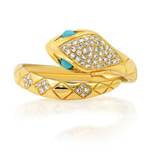 Diamond and Turquoise Regal Snake Wrap Ring