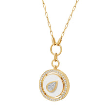 Aebi Pear Diamond in Enamel & Diamond Medallion Pendant Necklace