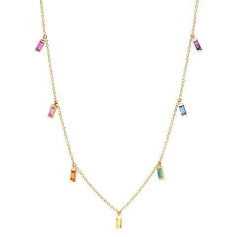 Rainbow Baguette Necklace