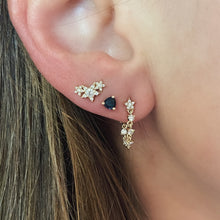 Diamond Star Stud Earrings with Diamond Wrap Chain