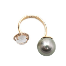 Tahitian Pearl with Organic White Topaz Ring