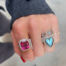 Organic Shapes Labradorite & Diamond Band Ring