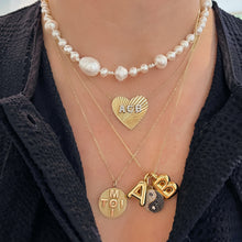 The Love Large Fluted Heart Diamond Initial Pendant Necklace